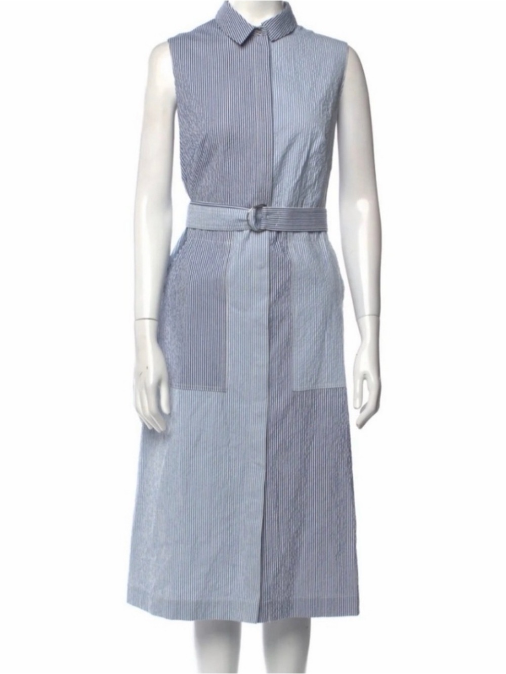 Akris Punto Cotton Seersucker Colorblock MIDI Dress - Picture 3 of 6